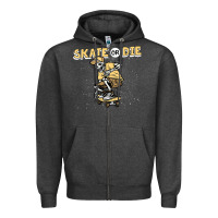 Charcoal Heather skate or die funny skeleton skating skater halloween costume Zipper Hoodie - longCreatives