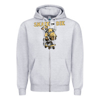 Heather Grey skate or die funny skeleton skating skater halloween costume Zipper Hoodie - longCreatives