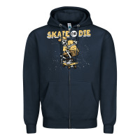 Navy skate or die funny skeleton skating skater halloween costume Zipper Hoodie - longCreatives