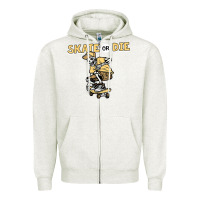 Oatmeal Heather skate or die funny skeleton skating skater halloween costume Zipper Hoodie - longCreatives