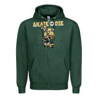 Sports Green skate or die funny skeleton skating skater halloween costume Zipper Hoodie - longCreatives