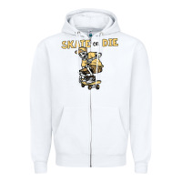 White skate or die funny skeleton skating skater halloween costume Zipper Hoodie - longCreatives