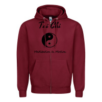Burgundy Tai Chi T, Meditation In Motion, Martial Arts Gift Zipper Hoodie - longCreatives