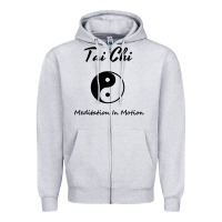 Heather Grey Tai Chi T, Meditation In Motion, Martial Arts Gift Zipper Hoodie - longCreatives