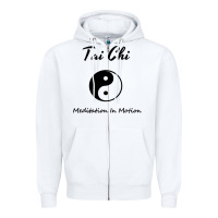 White Tai Chi T, Meditation In Motion, Martial Arts Gift Zipper Hoodie - longCreatives