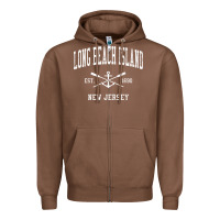 Chestnut Long Beach Island NJ Vintage Crossed Oars & Boat Anchor Spor Zipper Hoodie - longCreatives