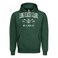 Sports Green Long Beach Island NJ Vintage Crossed Oars & Boat Anchor Spor Zipper Hoodie - longCreatives
