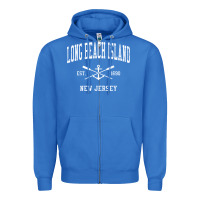 Long Beach Island Nj Vintage Crossed Oars & Boat Anchor Spor Zipper Hoodie | Teevron