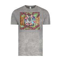 Cloud Rock Easter bunny with floral wreath and leopard Vintage Tee - RanaPortraitStore