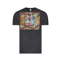 Vintage Black Easter bunny with floral wreath and leopard Vintage Tee - RanaPortraitStore