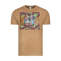 Vintage Camel Easter bunny with floral wreath and leopard Vintage Tee - RanaPortraitStore