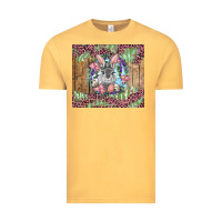 Vintage Mustard Easter bunny with floral wreath and leopard Vintage Tee - RanaPortraitStore