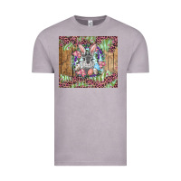 Vintage Zinc Easter bunny with floral wreath and leopard Vintage Tee - RanaPortraitStore