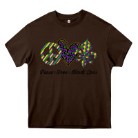 Chocolate Brown mardi gras love peace Heavy Core Tee - Bettercallsaul