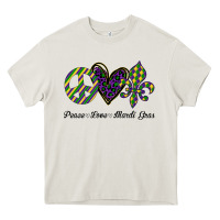 Cream mardi gras love peace Heavy Core Tee - Bettercallsaul