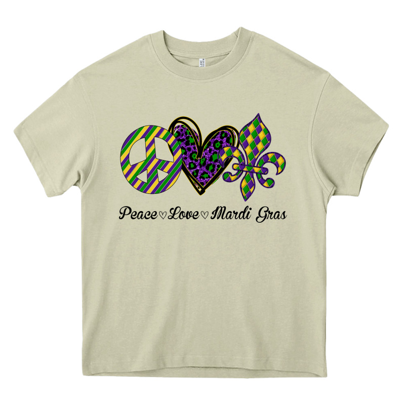 Mardi Gras Love Peace Heavy Core Tee by Bettercallsaul | Teevron