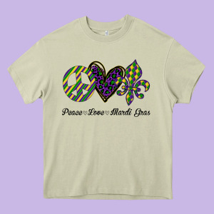 Mardi Gras Love Peace Heavy Core Tee Designed By Bettercallsaul