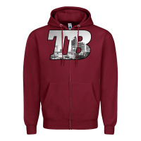 Burgundy TB Tampa Bay City Skyline of Tampa Bay, Florida Zipper Hoodie - longCreatives