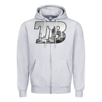 Heather Grey TB Tampa Bay City Skyline of Tampa Bay, Florida Zipper Hoodie - longCreatives