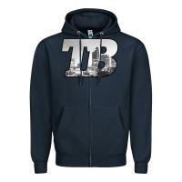 Navy TB Tampa Bay City Skyline of Tampa Bay, Florida Zipper Hoodie - longCreatives
