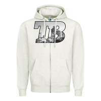 Oatmeal Heather TB Tampa Bay City Skyline of Tampa Bay, Florida Zipper Hoodie - longCreatives