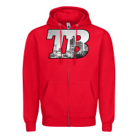 Red TB Tampa Bay City Skyline of Tampa Bay, Florida Zipper Hoodie - longCreatives