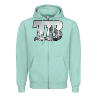 Seafoam TB Tampa Bay City Skyline of Tampa Bay, Florida Zipper Hoodie - longCreatives