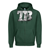 Sports Green TB Tampa Bay City Skyline of Tampa Bay, Florida Zipper Hoodie - longCreatives