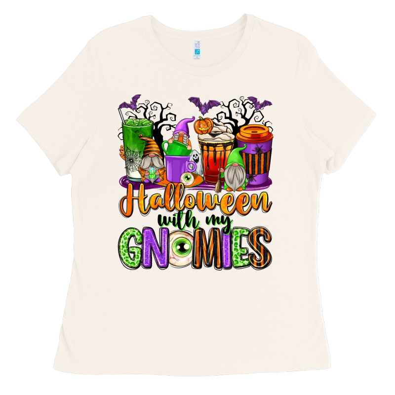 Halloween With My Gnomies Coffee Cups Ladies Tee by texasbilliewilder | Teevron