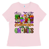Bubblegum Pink Halloween with My Gnomies Coffee Cups Ladies Tee - texasbilliewilder