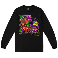 Black mardi gras louisiana map Long Sleeve Tee - OliviaCreatesArt