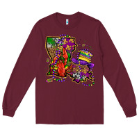 Burgundy mardi gras louisiana map Long Sleeve Tee - OliviaCreatesArt