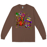 Chestnut mardi gras louisiana map Long Sleeve Tee - OliviaCreatesArt