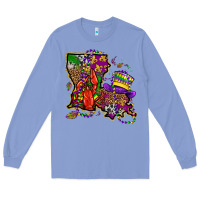 Colony Blue mardi gras louisiana map Long Sleeve Tee - OliviaCreatesArt