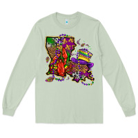 Matcha mardi gras louisiana map Long Sleeve Tee - OliviaCreatesArt
