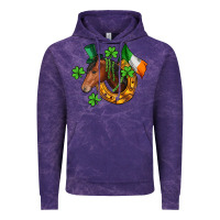Cloud Purple Horse with horseshoe St. Patrick's Vintage Hoodie - CowGirlArtShop