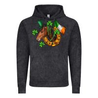 Vintage Black Horse with horseshoe St. Patrick's Vintage Hoodie - CowGirlArtShop