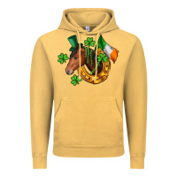 Vintage Mustard Horse with horseshoe St. Patrick's Vintage Hoodie - CowGirlArtShop