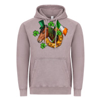 Vintage Zinc Horse with horseshoe St. Patrick's Vintage Hoodie - CowGirlArtShop