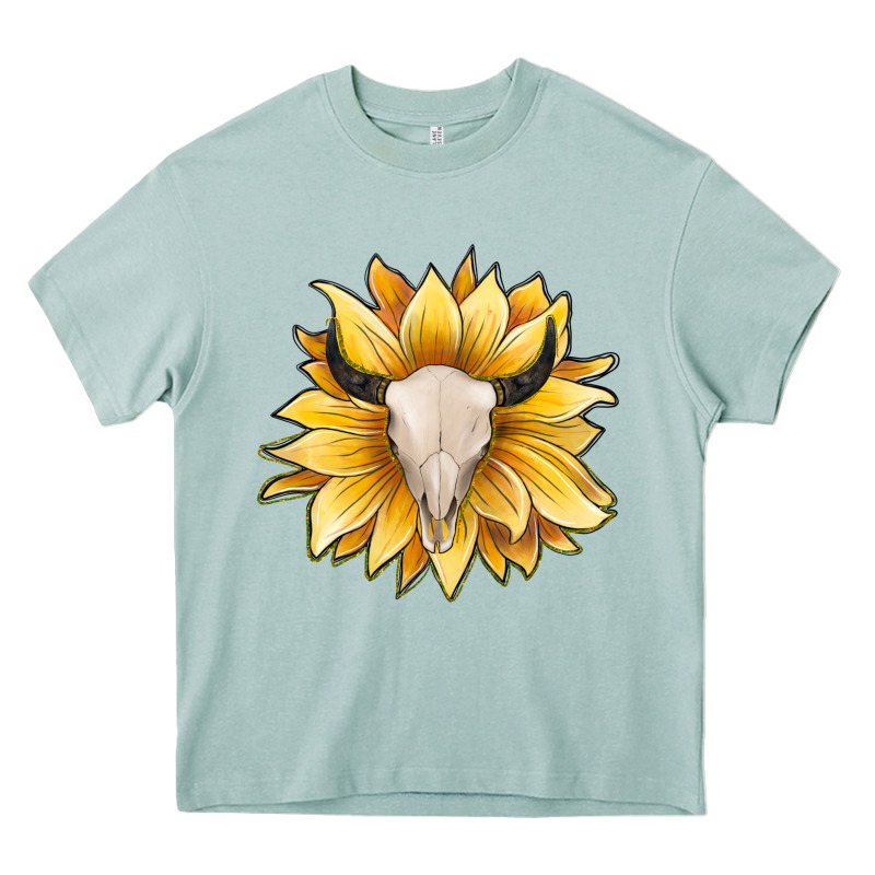 Sunflower Bull Skull Heavy Core Tee by JahusDesignShop | Teevron