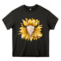 Asphalt sunflower bull skull Heavy Core Tee - JahusDesignShop