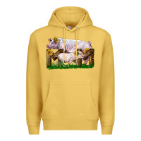 Antique Gold Mom With White Chester Pig And Baby Pig Premium Hoodie - LillyAllenDesigns