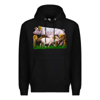 Black Mom With White Chester Pig And Baby Pig Premium Hoodie - LillyAllenDesigns