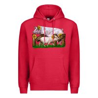Cardinal Mom With White Chester Pig And Baby Pig Premium Hoodie - LillyAllenDesigns