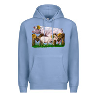 Colony Blue Mom With White Chester Pig And Baby Pig Premium Hoodie - LillyAllenDesigns