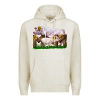 Oatmeal Heather Mom With White Chester Pig And Baby Pig Premium Hoodie - LillyAllenDesigns