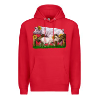 Red Mom With White Chester Pig And Baby Pig Premium Hoodie - LillyAllenDesigns