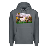 Rock Mom With White Chester Pig And Baby Pig Premium Hoodie - LillyAllenDesigns