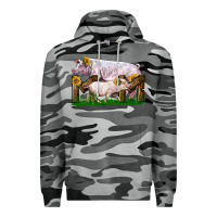 Slate Camo Mom With White Chester Pig And Baby Pig Premium Hoodie - LillyAllenDesigns