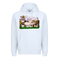White Mom With White Chester Pig And Baby Pig Premium Hoodie - LillyAllenDesigns